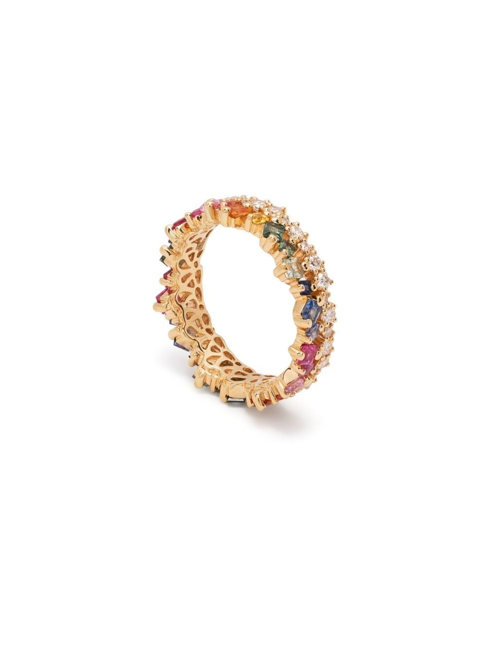 Shop Suzanne Kalan 18kt Yellow Gold Diamond And Sapphire Ring In Multicolour