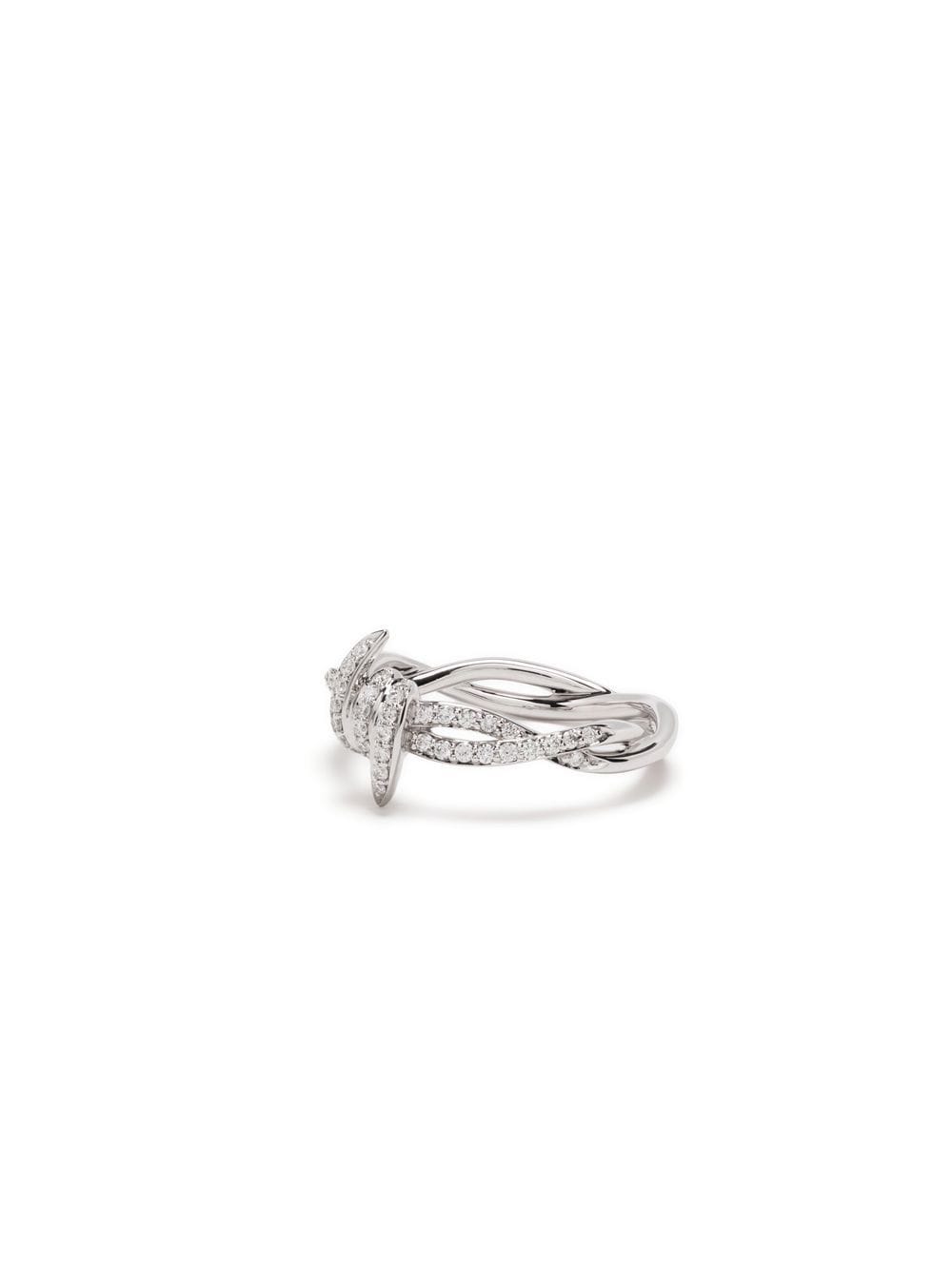 Shop Stephen Webster 18kt White Gold Thorn Forget Me Knot Diamond Ring In Silber