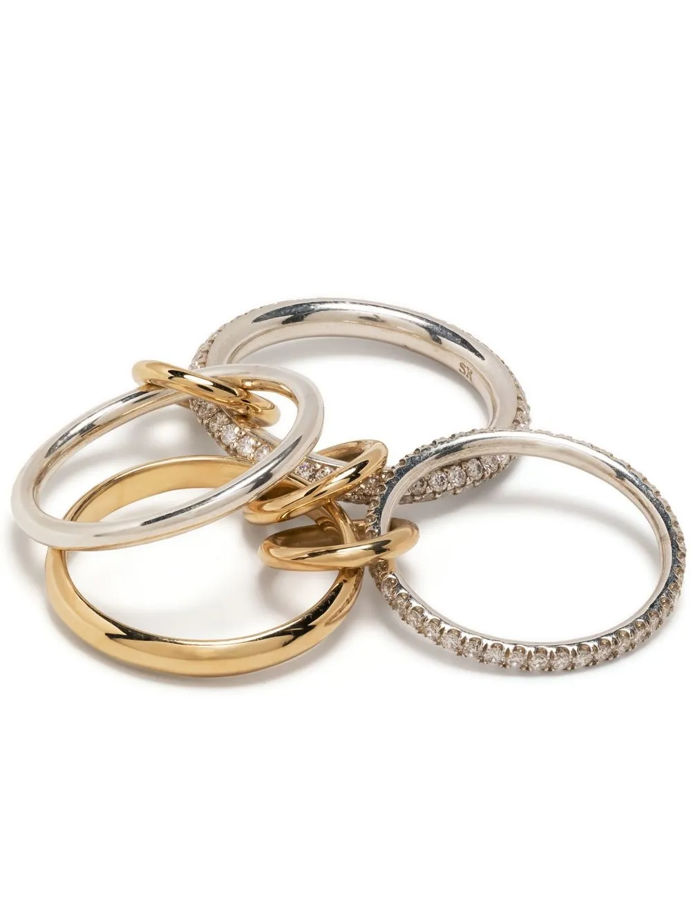 Spinelli Kilcollin 18k Yellow And White Gold Diamond Linked Rings In Gold