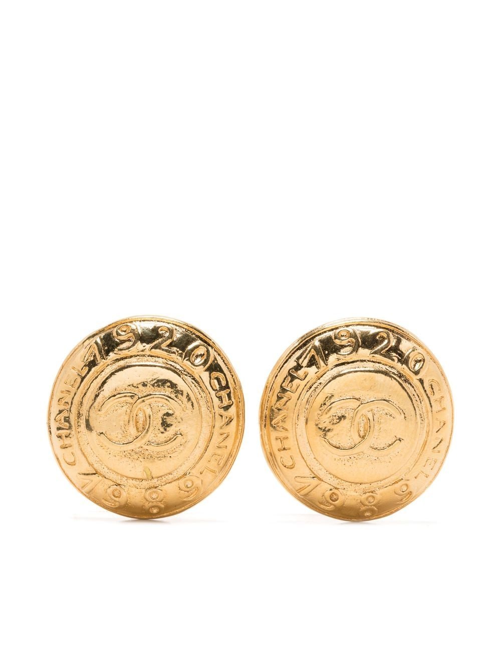 CHANEL Pre-Owned 1989 CC Round clip-on Earrings - Farfetch