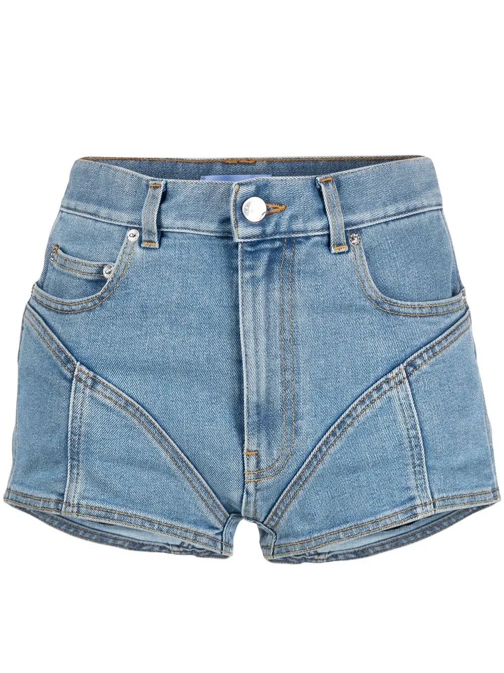 

Mugler shorts de mezclilla con tiro alto - Azul