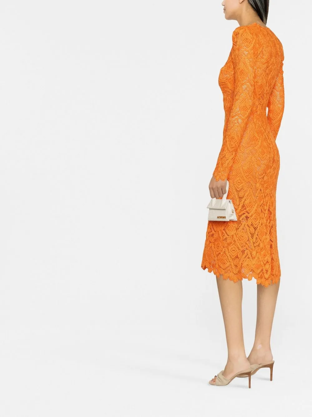 パーティードレス ERMANNO SCERVINO D462Q356EMY_S4217 Dresses Midi dress Ermanno Scervino long-sleeve Lace Dress | Orange | FARFETCH