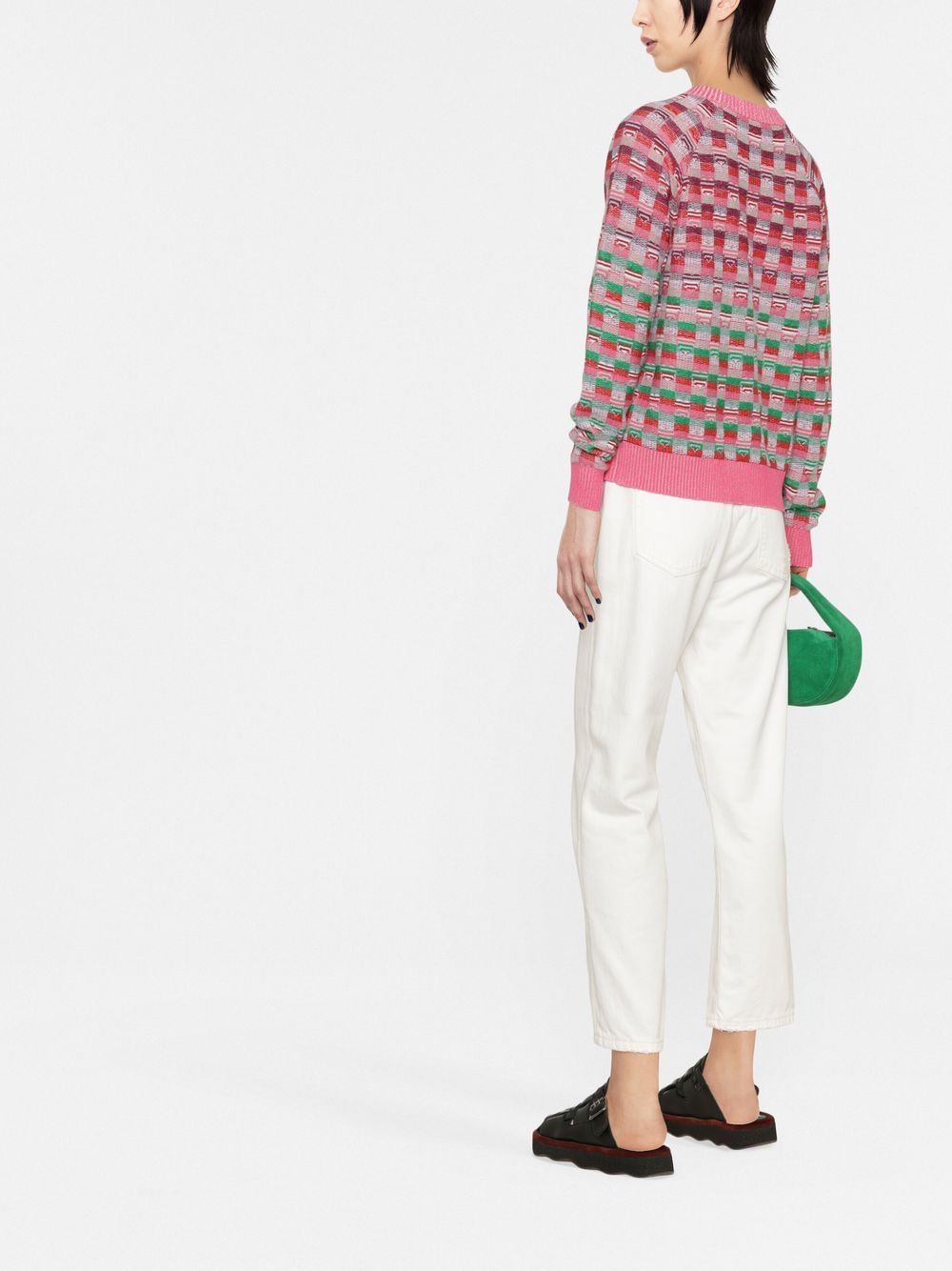 Shop Barrie Graphic-patterned Cashmere-blend Jumper In Pink