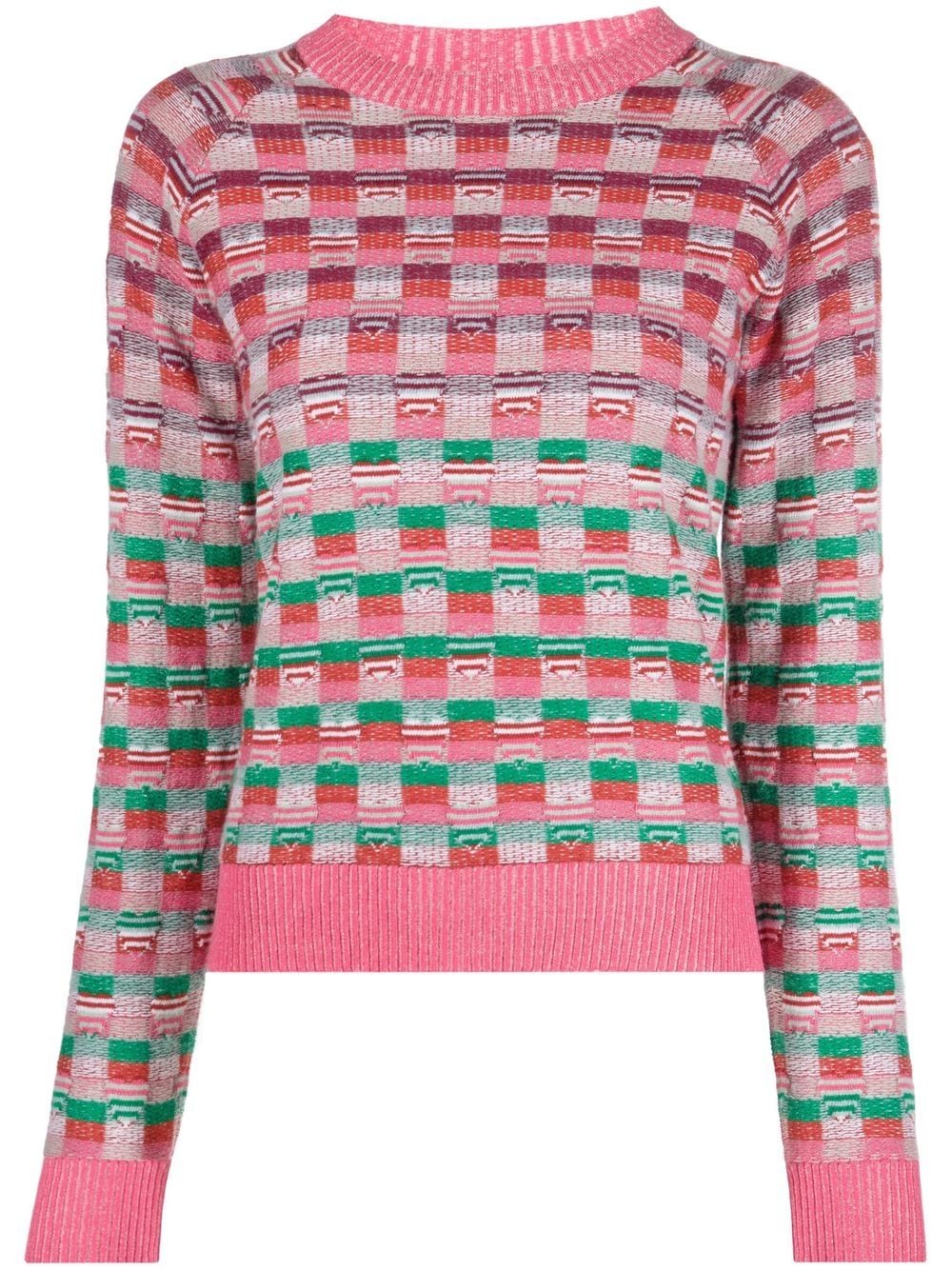 Shop Barrie Graphic-patterned Cashmere-blend Jumper In Pink