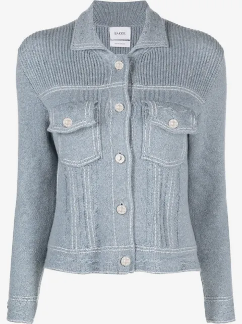 Barrie contrast-stitch knitted jacket