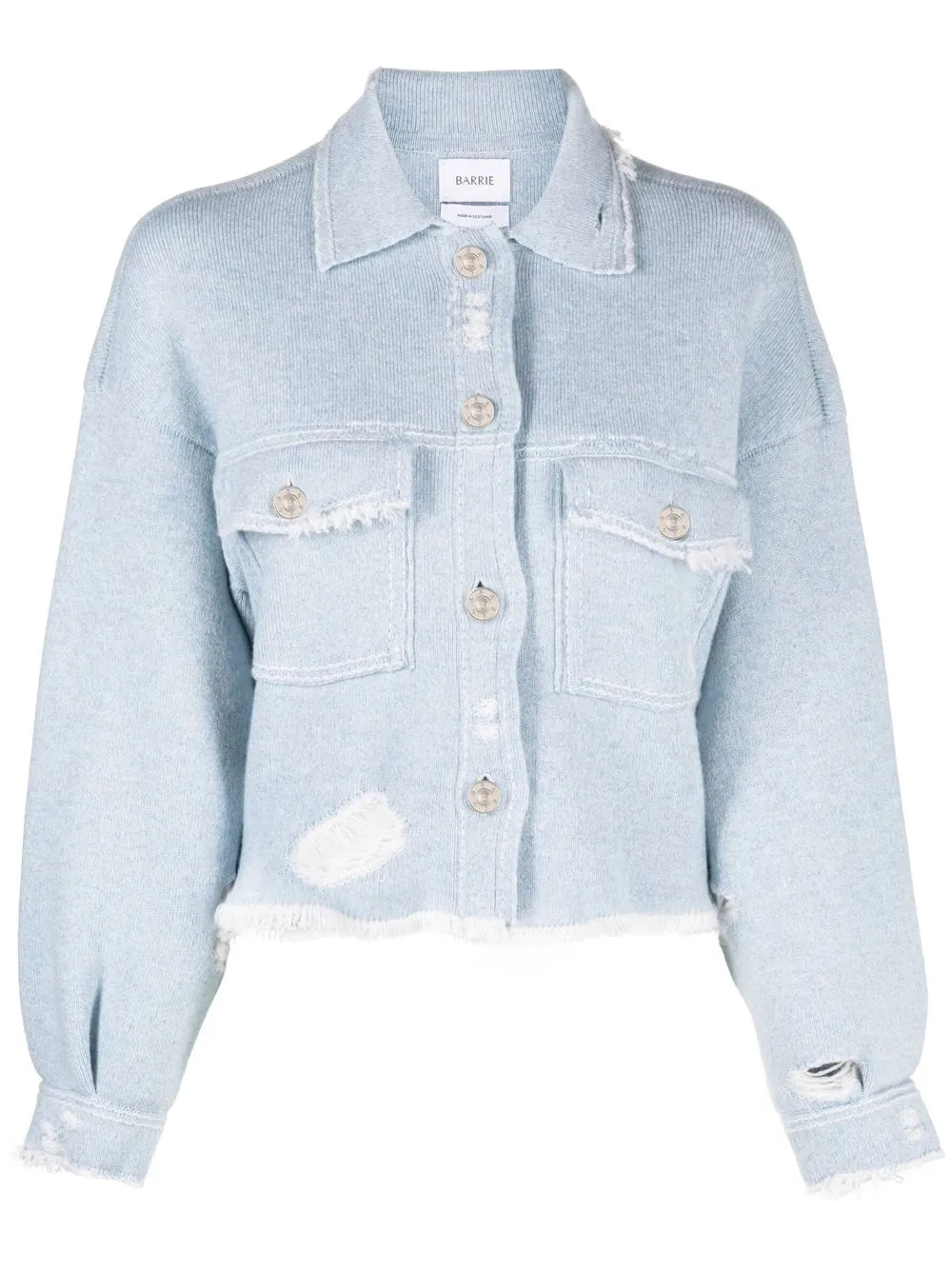 

Barrie fringed short denim-effect jacket - Blue