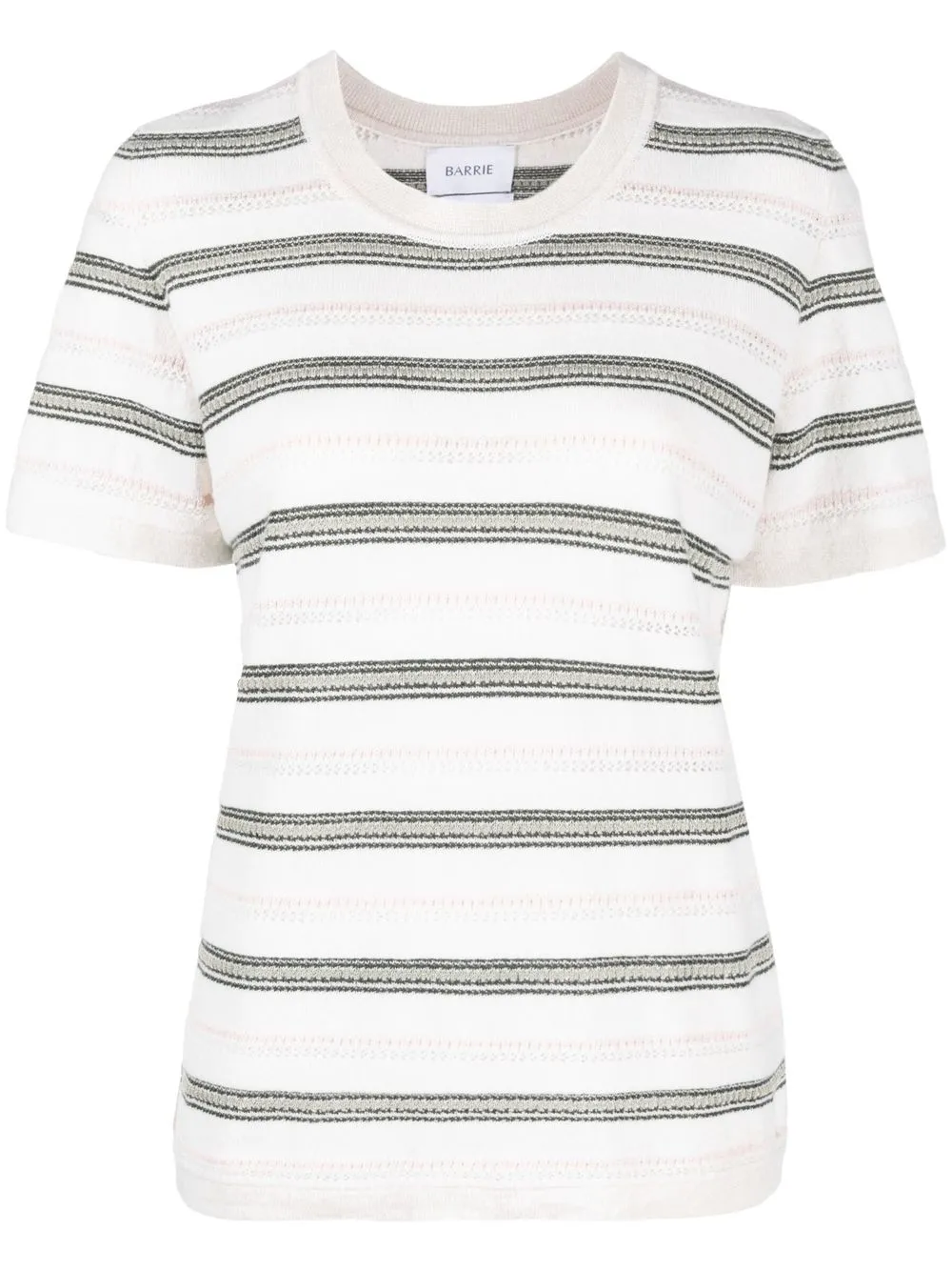 

Barrie striped short-sleeve knitted top - Neutrals