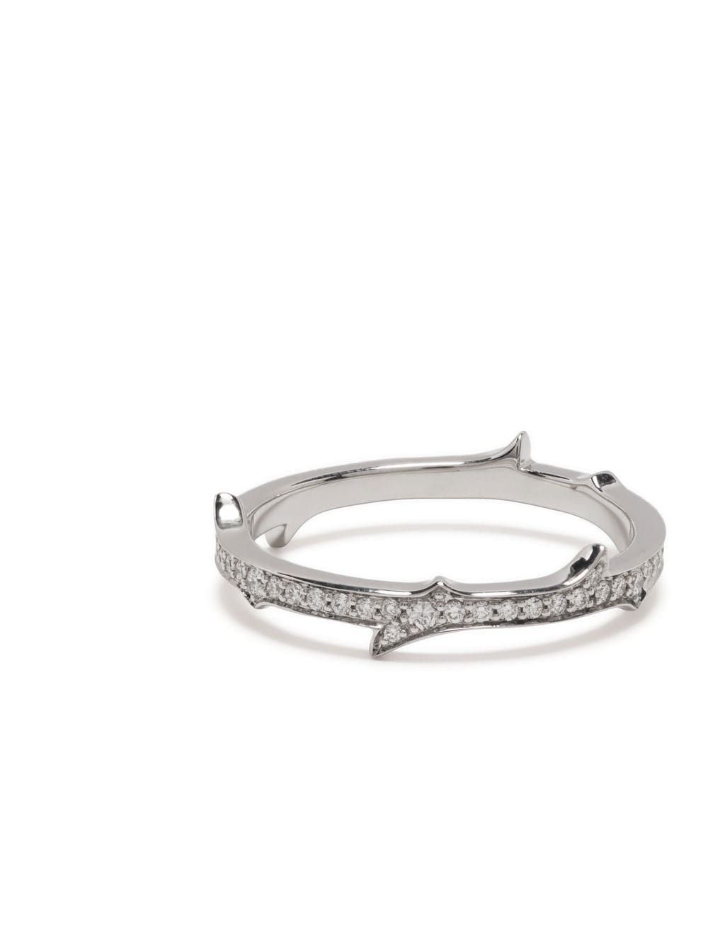 Shop Stephen Webster 18kt White Gold Thorn Stem Diamond Ring In Silver