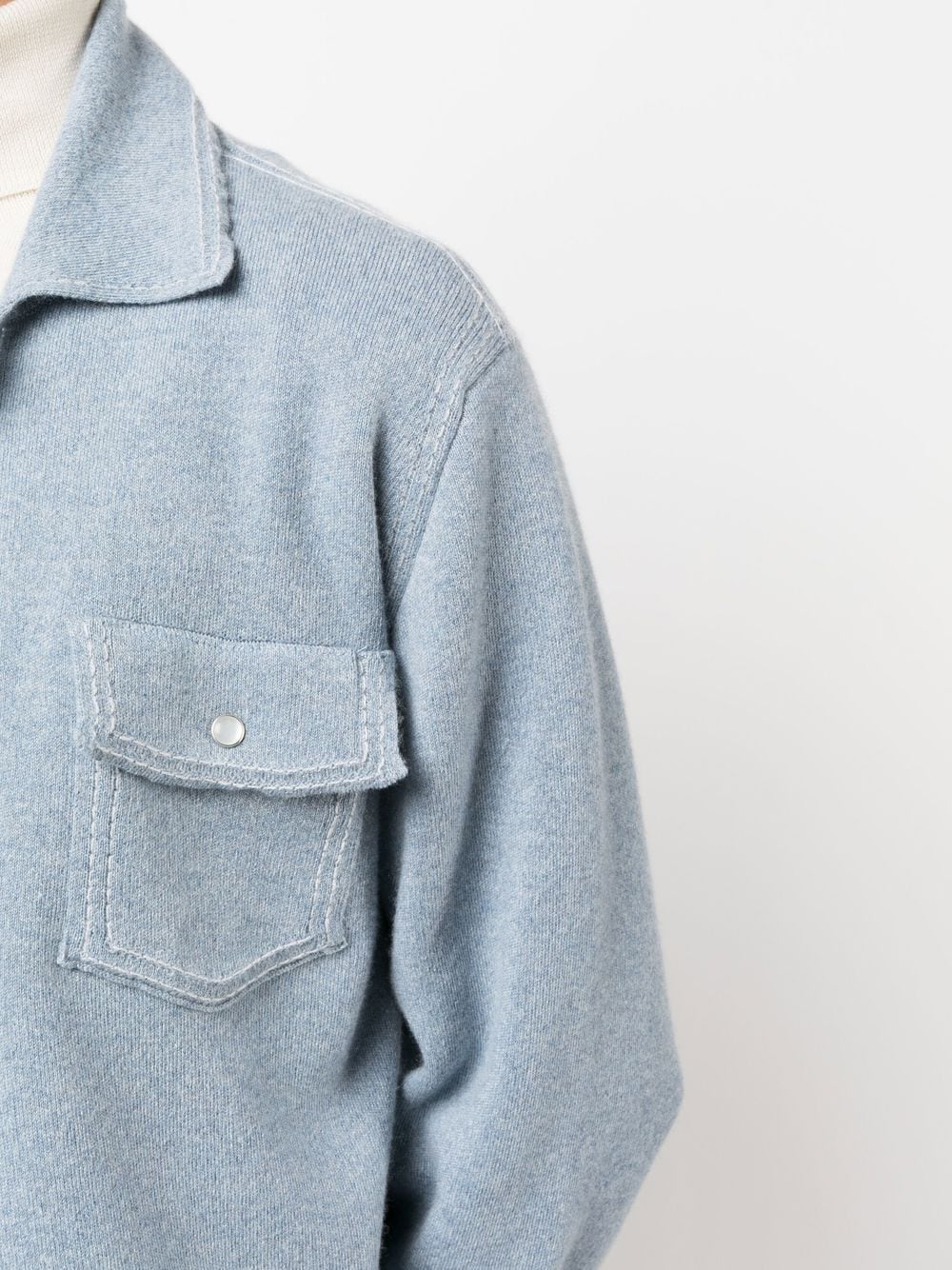 Shop Barrie Long-sleeve Cashmere Shirt In Blue