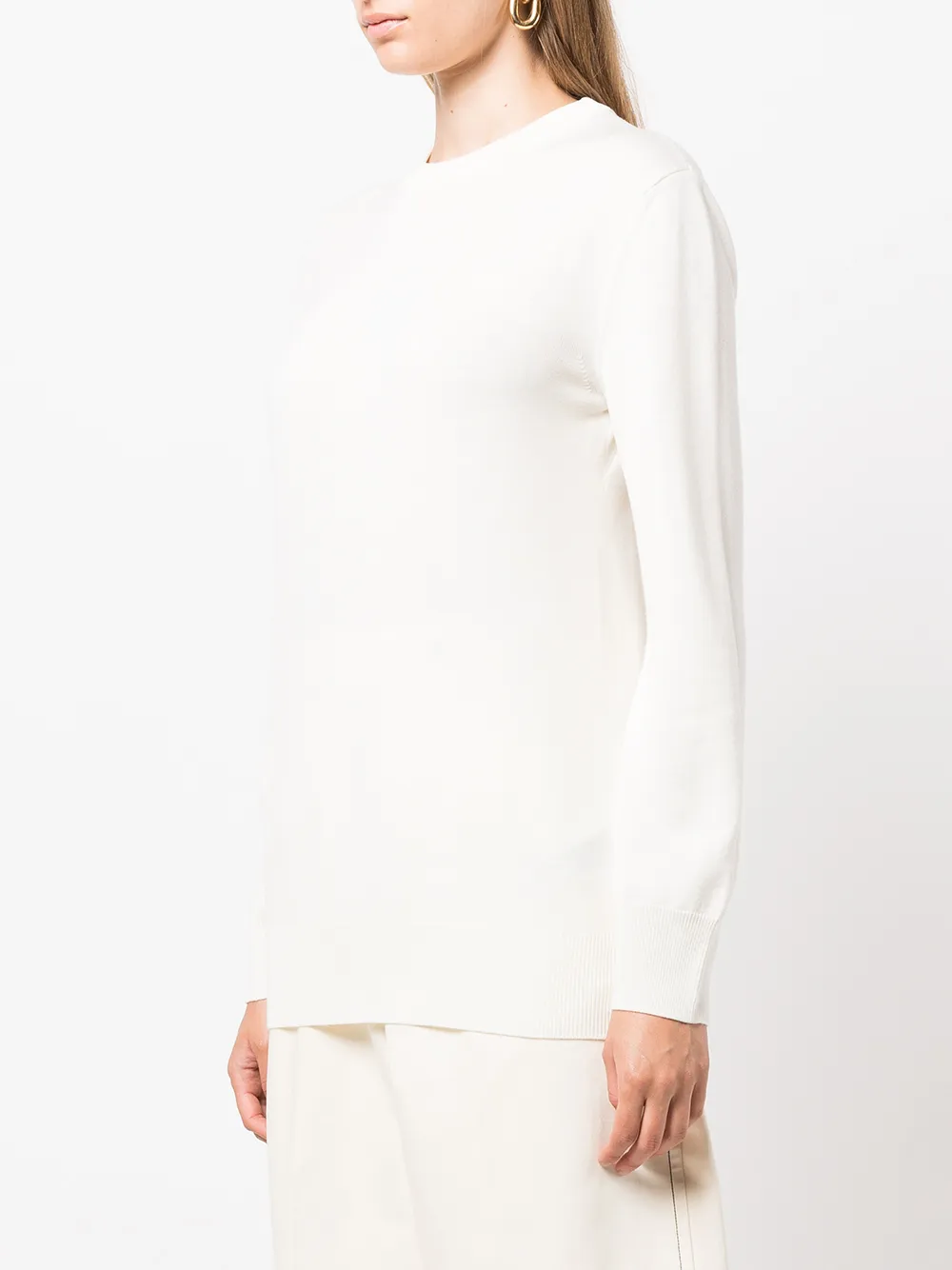 Jil Sander Crew-neck Merino Wool Sweater In Neutrals