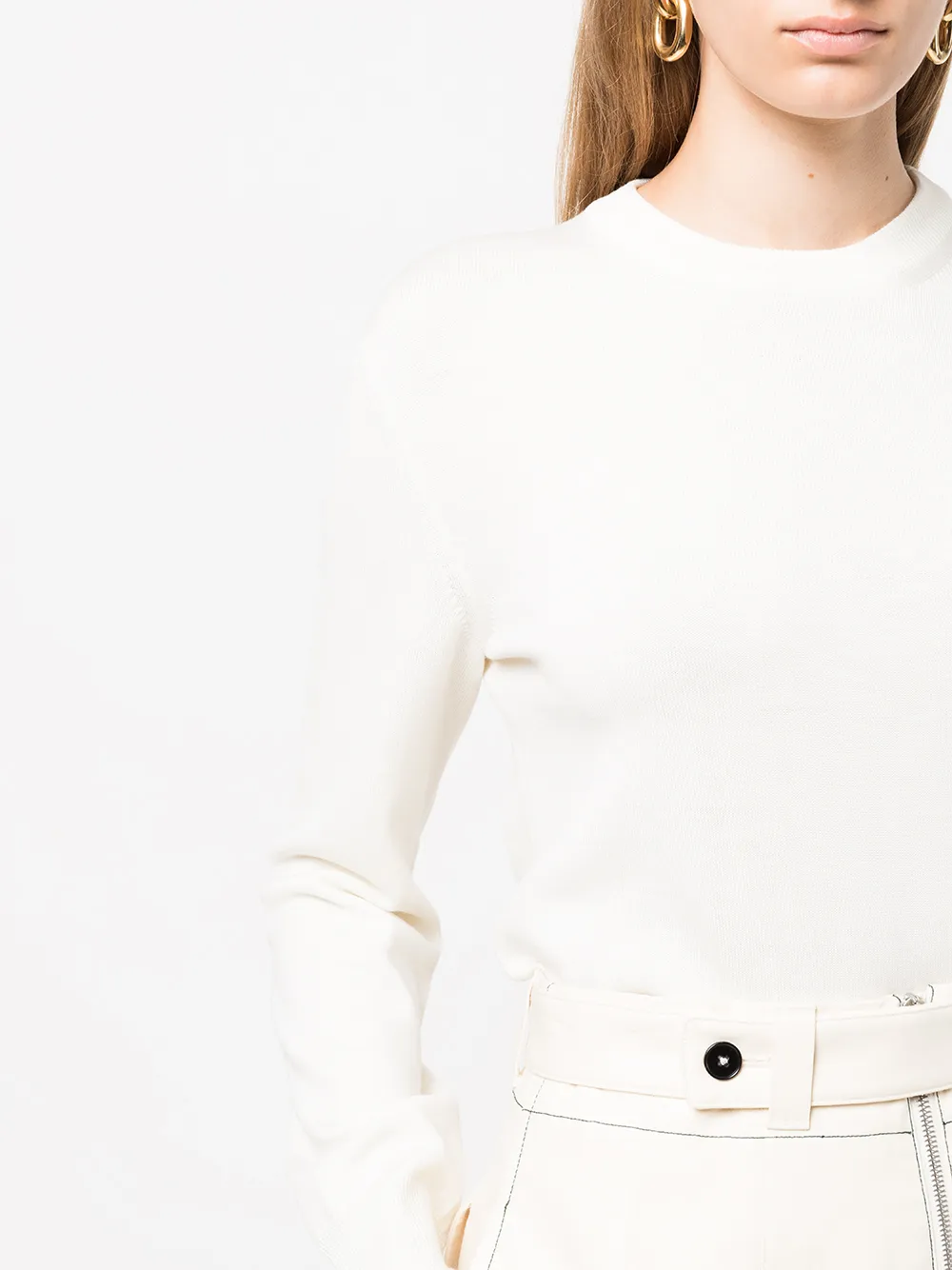 Jil Sander Crew-neck Merino Wool Sweater In Neutrals