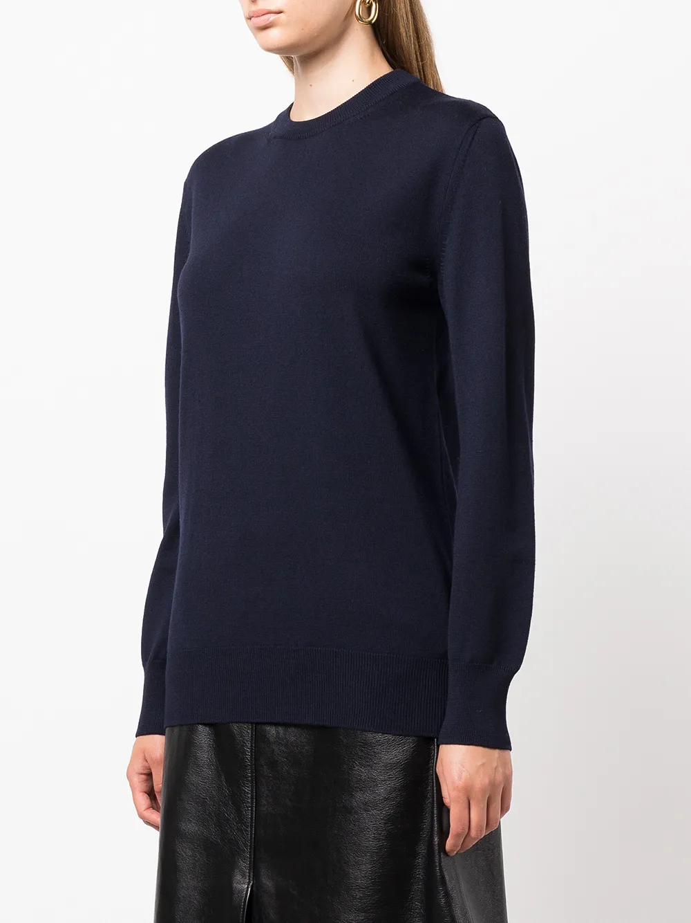 Jil Sander Crew-neck Merino Wool Sweater In 蓝色