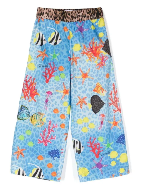 Roberto Cavalli Junior all-over sealife-print trousers