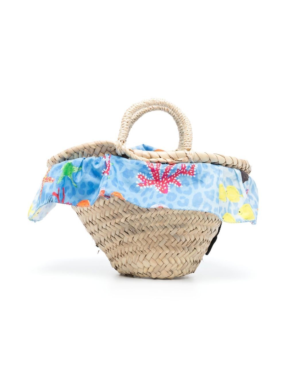 Shop Roberto Cavalli Junior Embroidered-logo Straw Bag In Neutrals