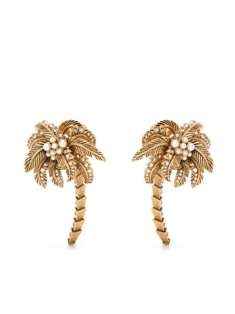Roberto Cavalli palm tree-motif clip-on earrings