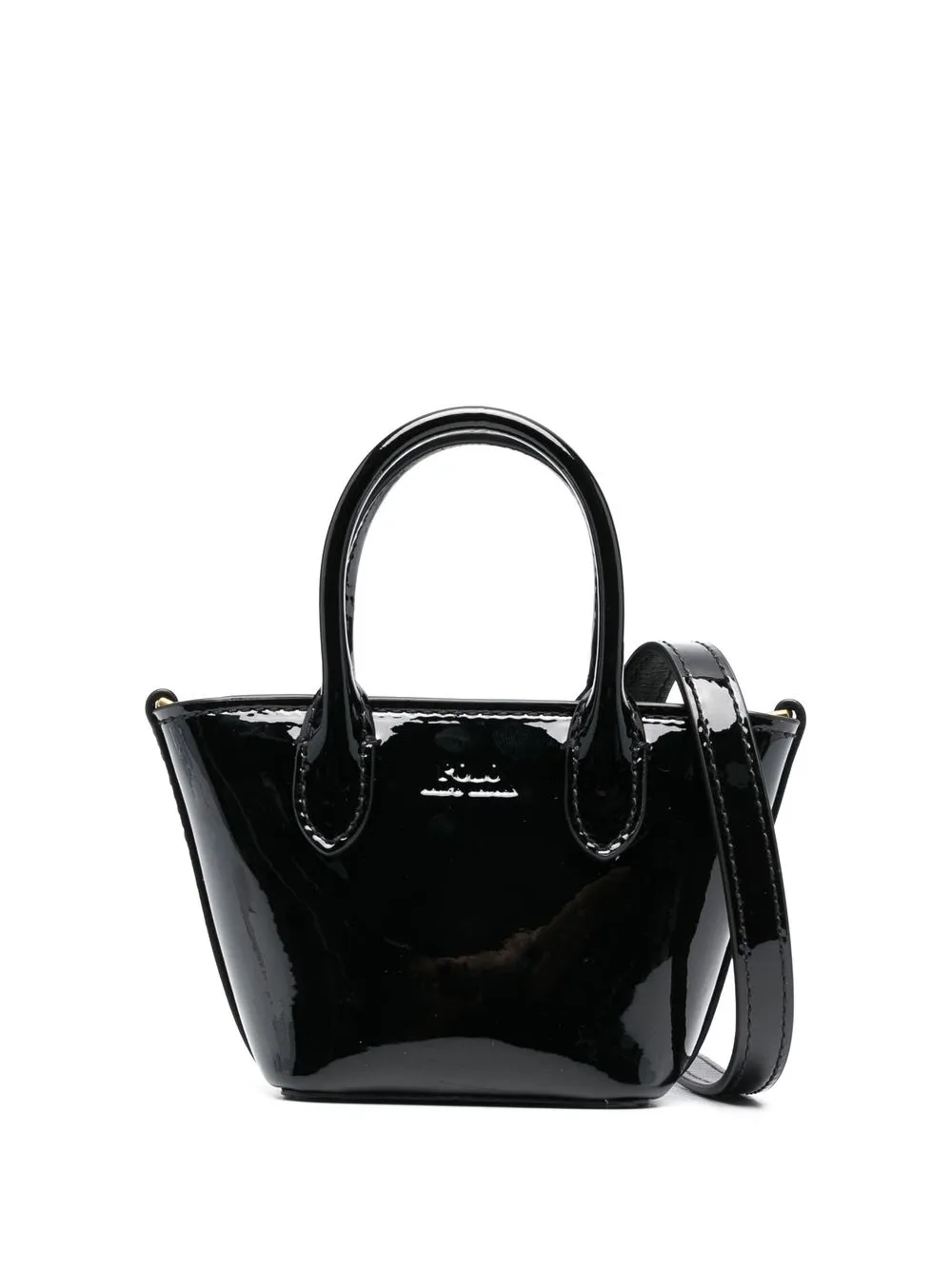 

Polo Ralph Lauren embossed-logo patent-leather tote bag - Black