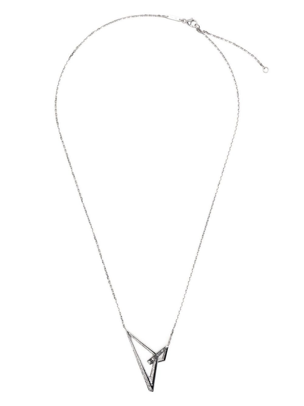 Shop Stephen Webster 18kt White Gold Vertigo Obtuse Diamond Pendant Necklace In Silver