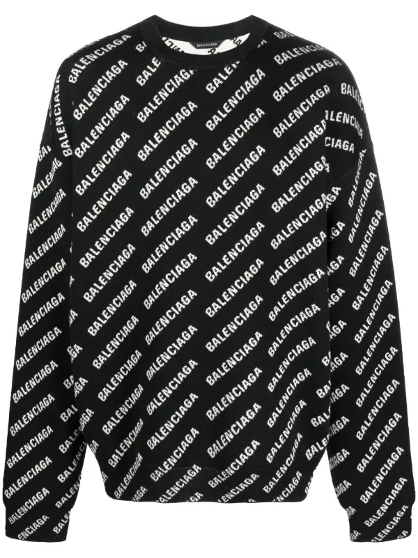 Balenciaga all-over intarsia-knit Logo Jumper -