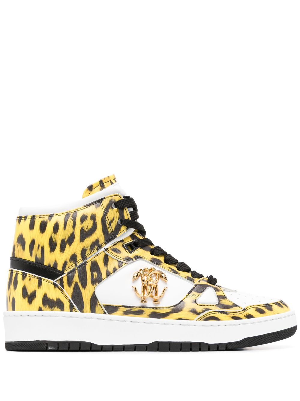 Roberto Cavalli animal-print hi-top basketball sneakers - White