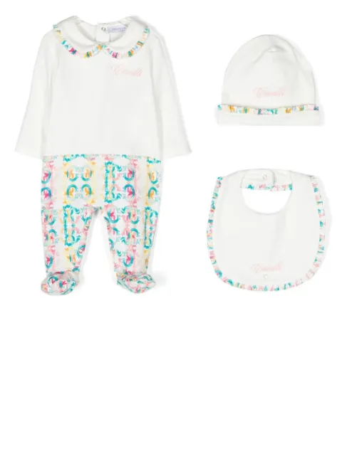 Roberto Cavalli Junior - monogram-print cotton babygrow set