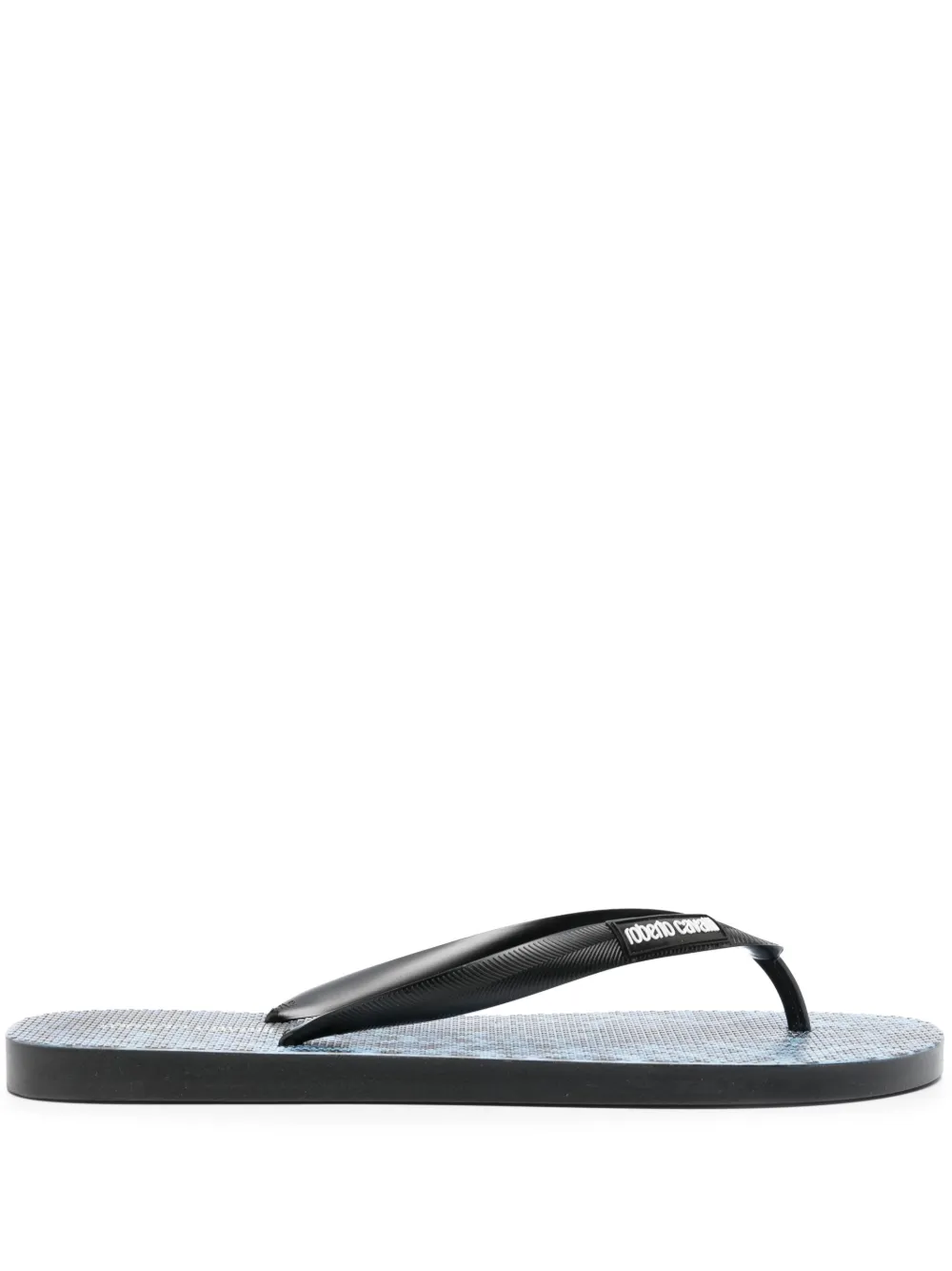 Roberto Cavalli logo-patch textured flip-flops | Blue | Image 1