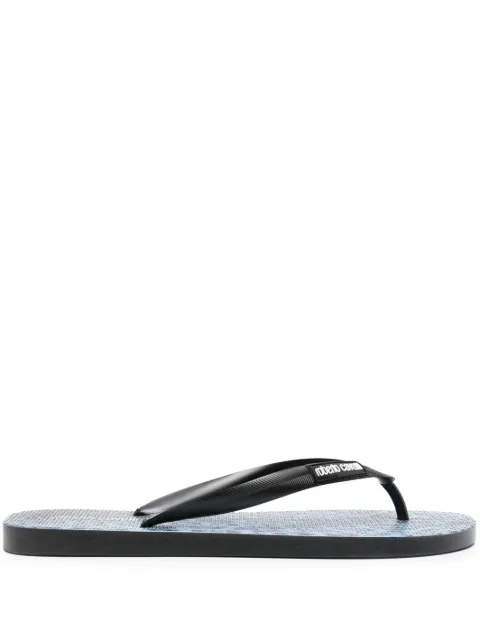 Roberto Cavalli logo-patch textured flip-flops