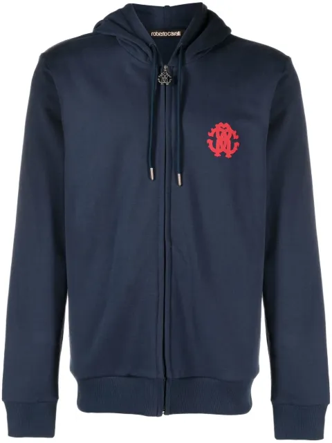 Roberto Cavalli logo-print zip-up hoodie