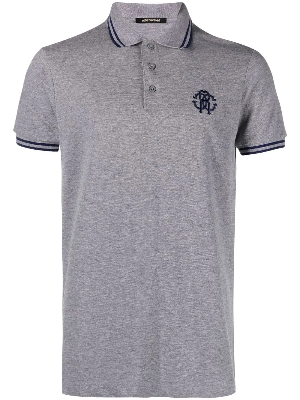 

Roberto Cavalli playera tipo polo con logo bordado - Gris