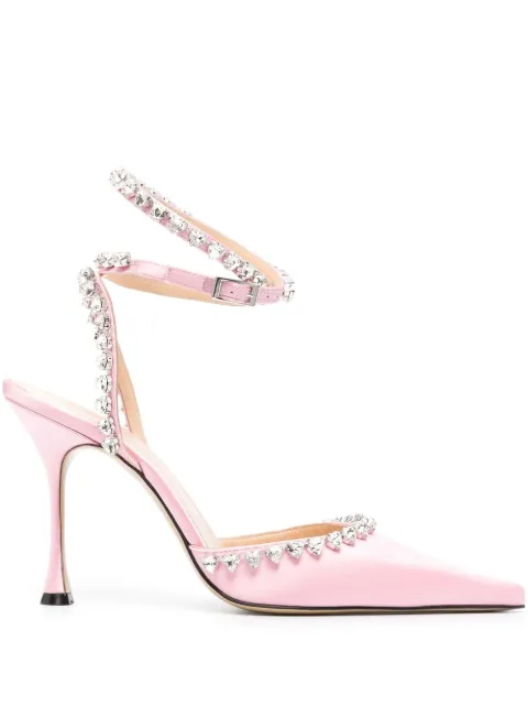 MACH & MACH crystal detailing pointed-toe pump