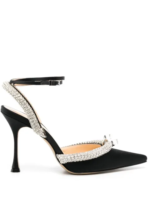 MACH & MACH Georgia 100mm crystal-embellished satin pumps