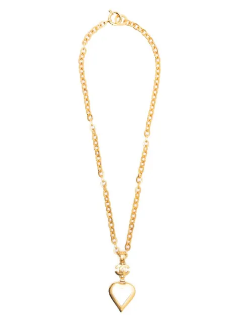 CHANEL Pre-Owned 1995 CC hear-pendant chain necklace