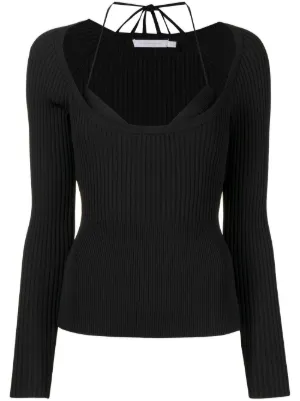 Stella McCartney cut-out Ribbed Knitted Top | Black | FARFETCH CA