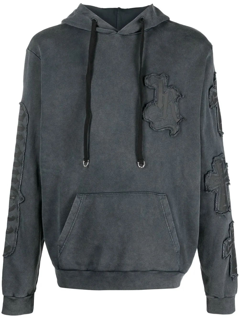 

John Richmond embroidered appliqué hoodie - Grey