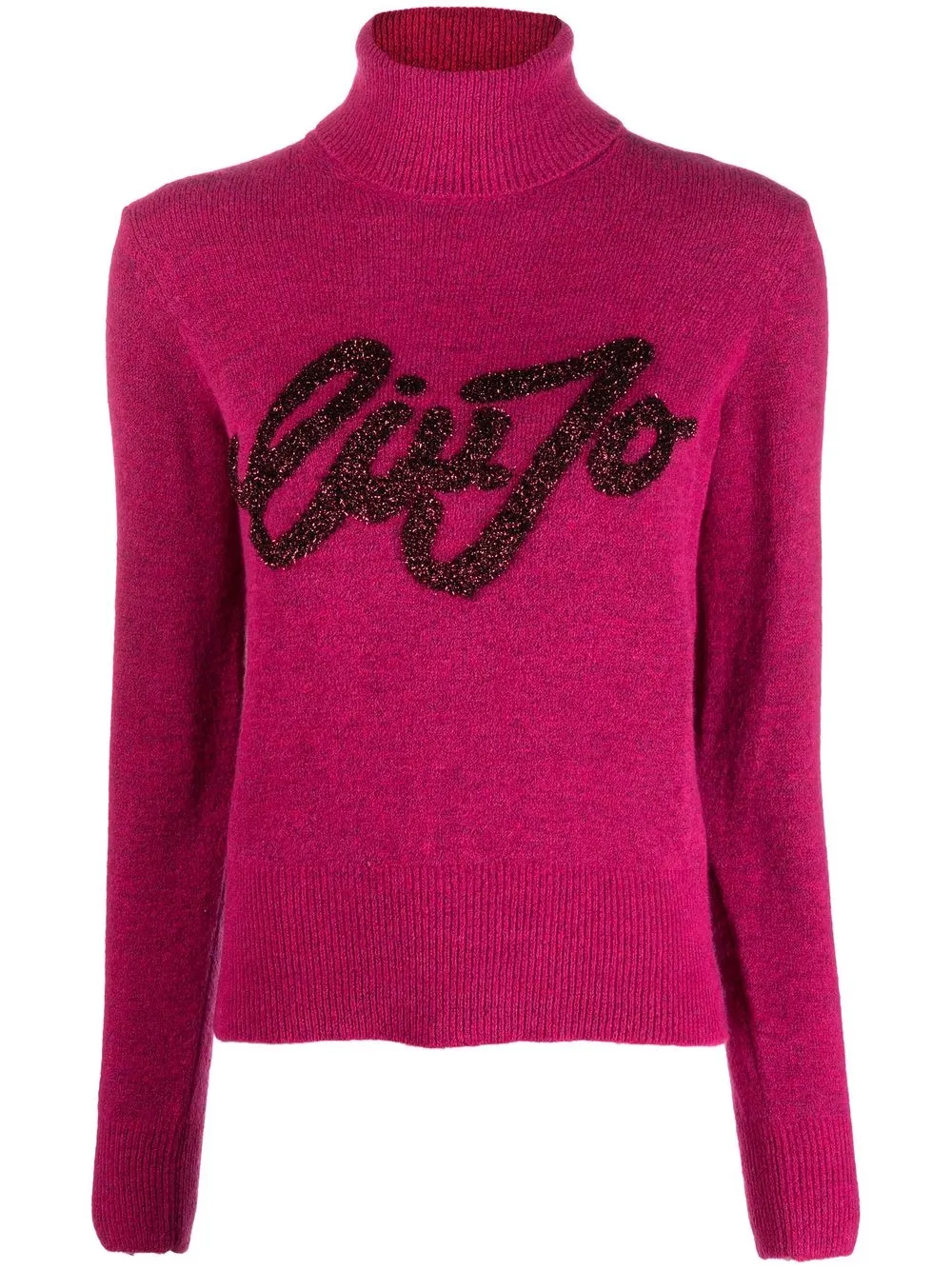 

LIU JO logo-intarsia roll-neck jumper - Pink