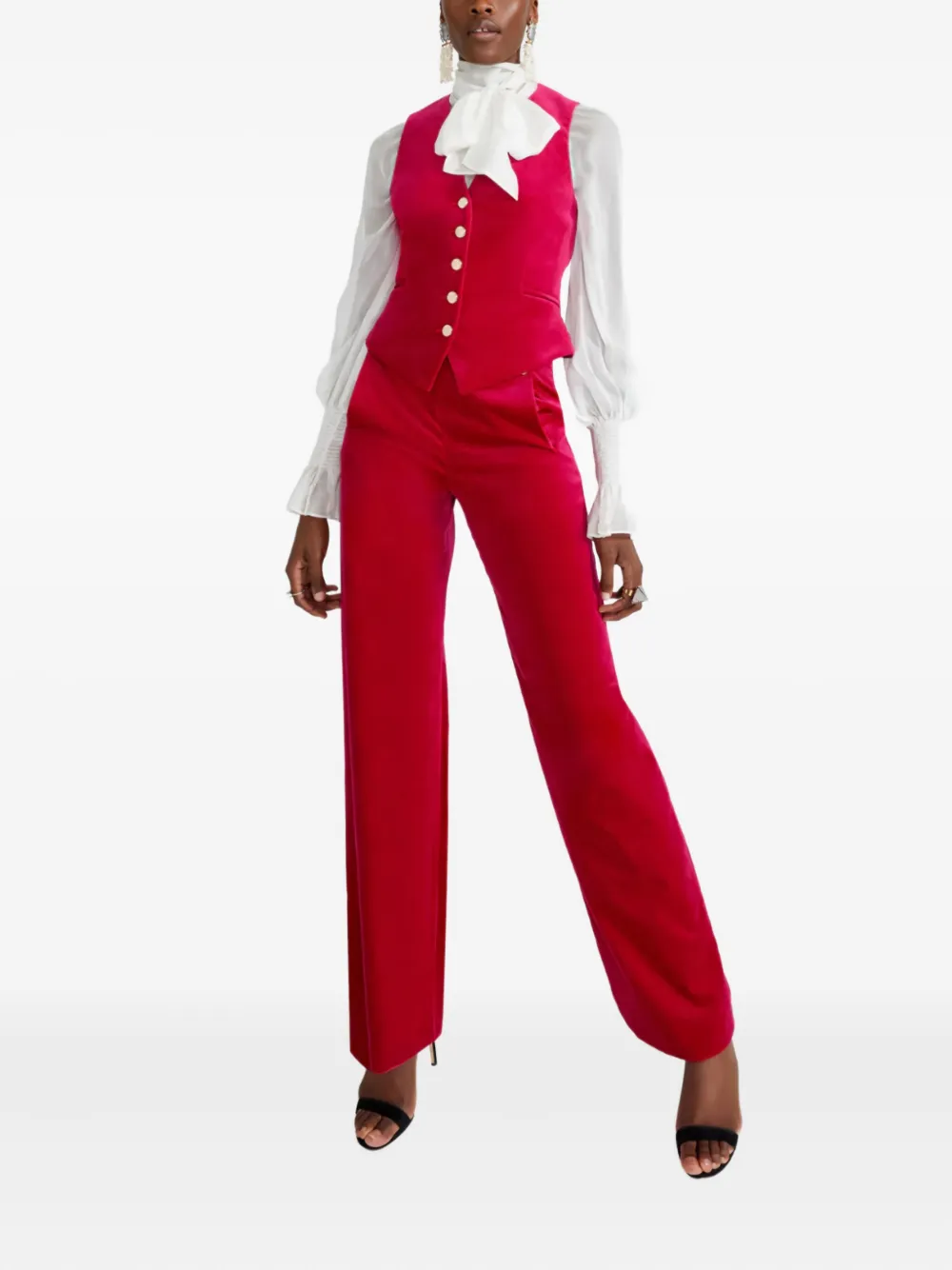 Temperley London Velvet Waiscoat In Red