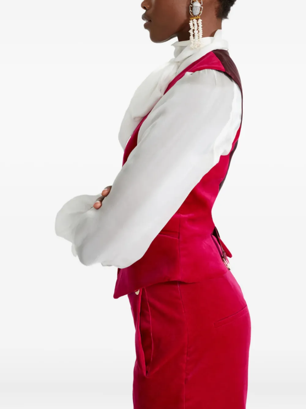 Temperley London Velvet Waiscoat In Red