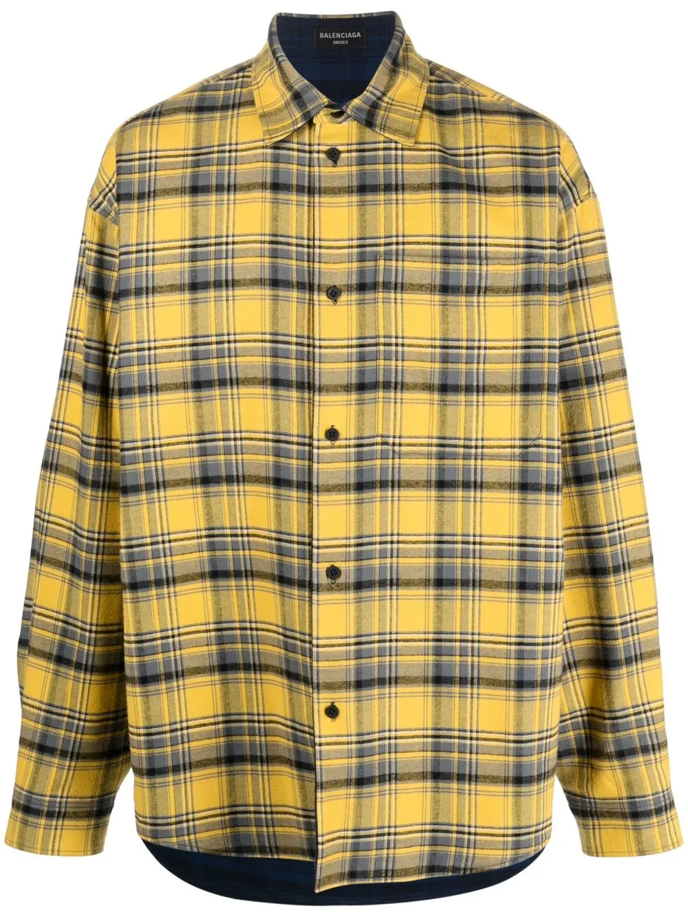 Shop Balenciaga Reversible Checked Shirt In Yellow