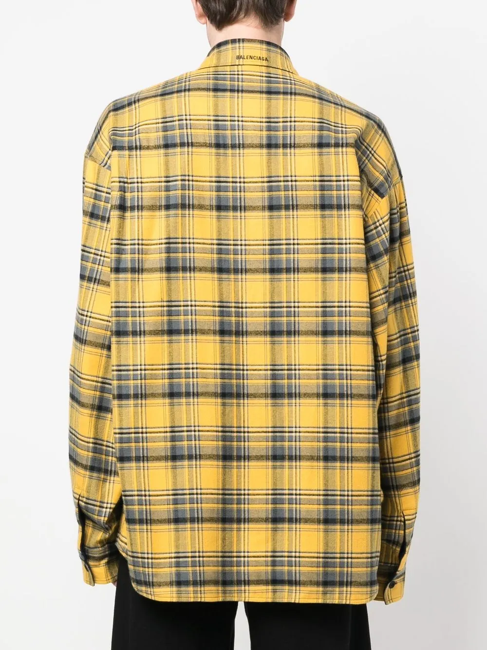 Shop Balenciaga Reversible Checked Shirt In Yellow