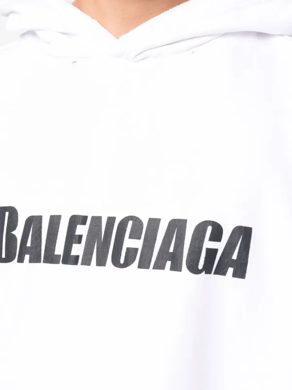 Balenciaga Logo Print distressed-finish Hoodie - Farfetch