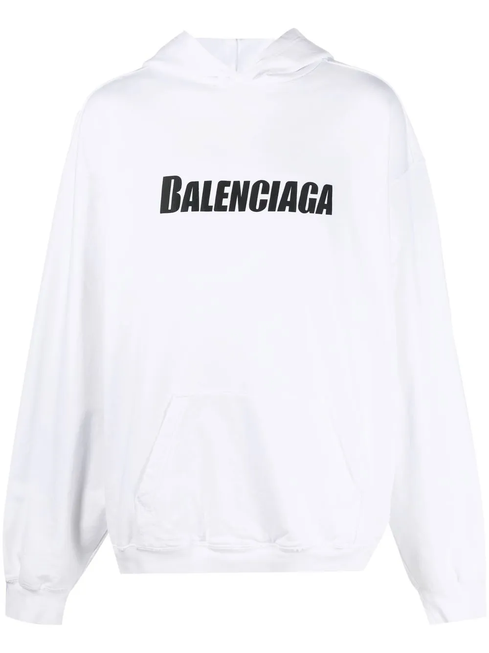 Balenciaga Destroyed Logo-print Hoodie In Weiss