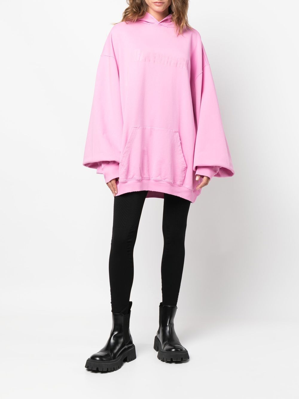 Shop Balenciaga Destroyed Cotton Hoodie In Pink