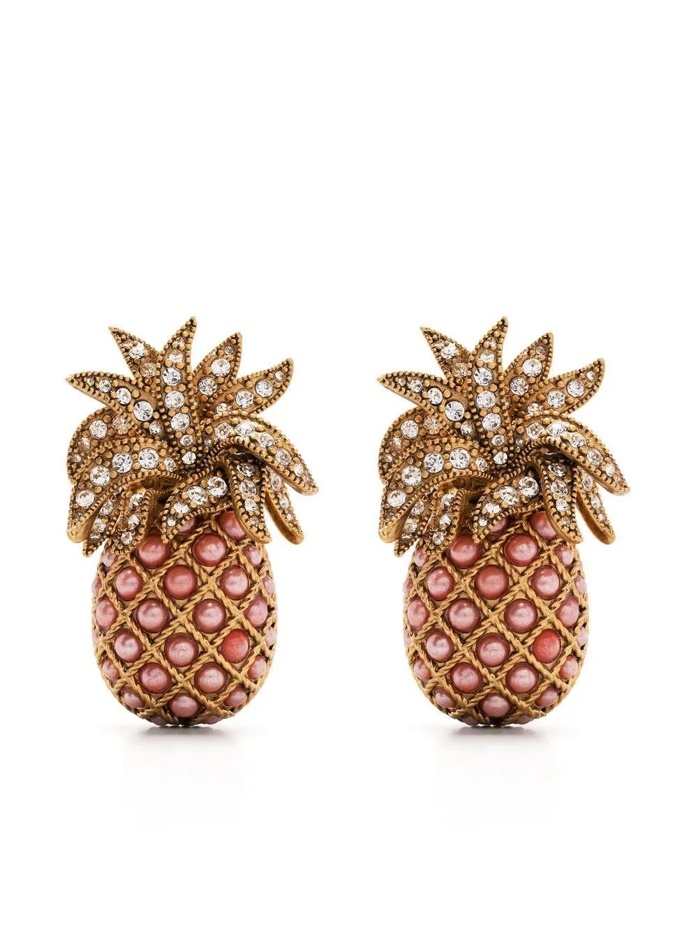 Roberto Cavalli Ananas-motif Clip-on Earrings