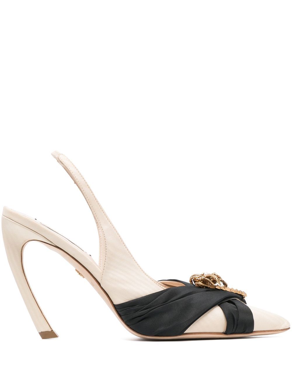 Roberto Cavalli palm-tree Tiger-Tooth slingback pumps - Neutrals