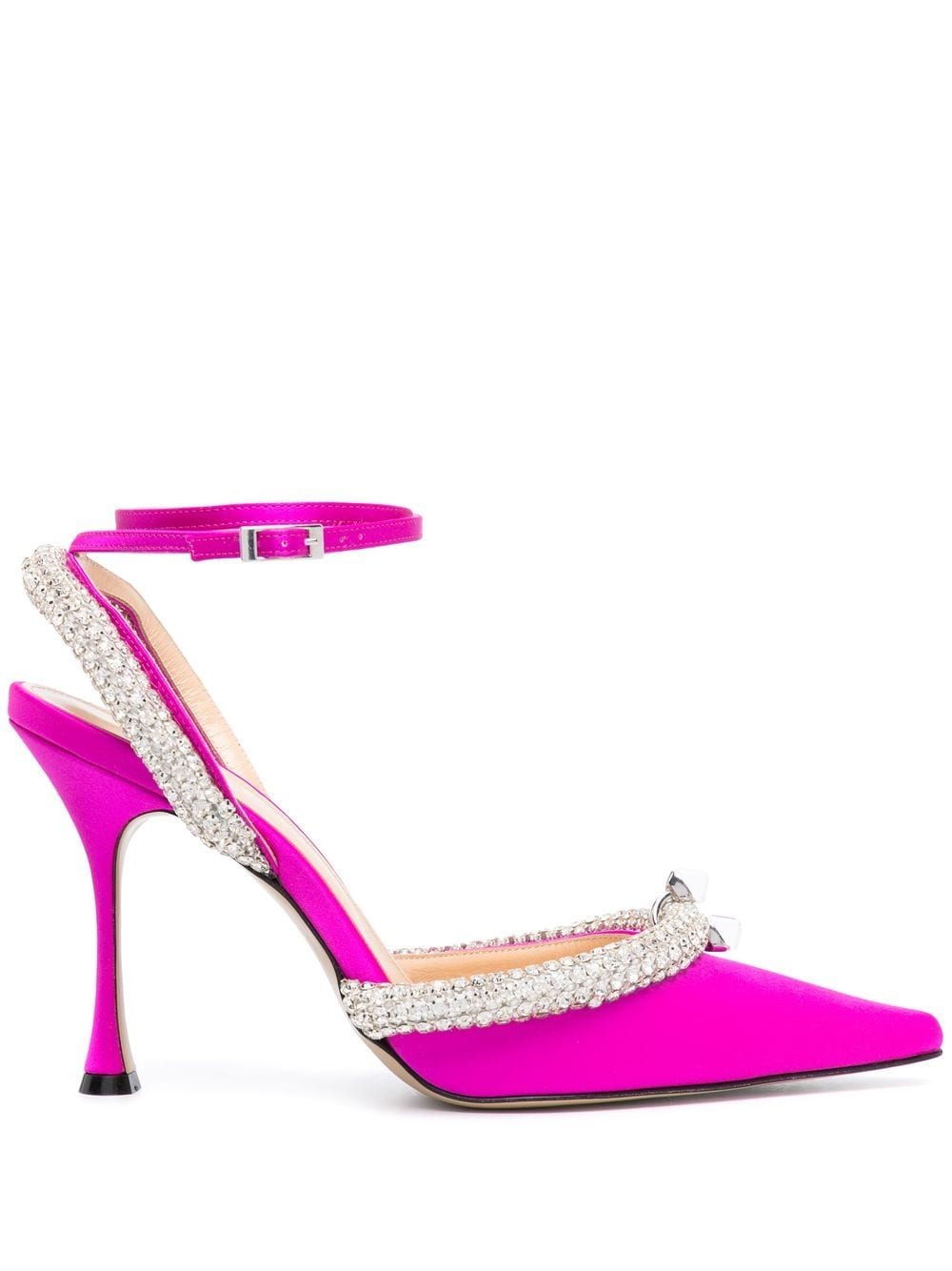 

MACH & MACH Georgia 100mm crystal-embellished satin pumps - Pink