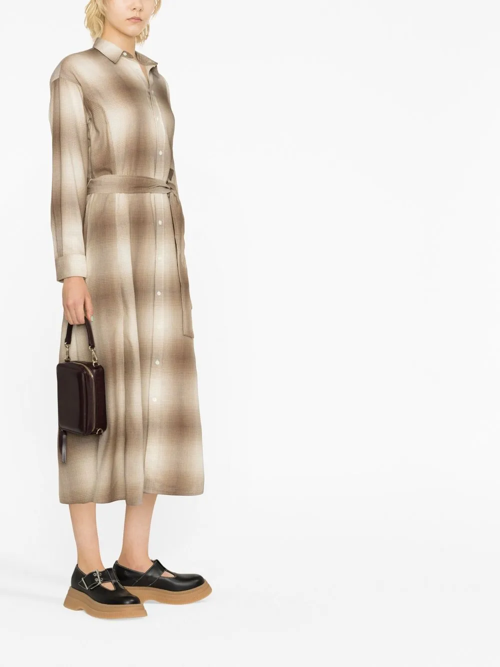 Polo Ralph Lauren Plaid Belted Wool Dress In Brown Ombre Plaid ModeSens