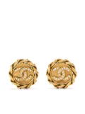 CHANEL Pre-Owned 1998 CC rhinestone-embellished clip-on earrings - Gold