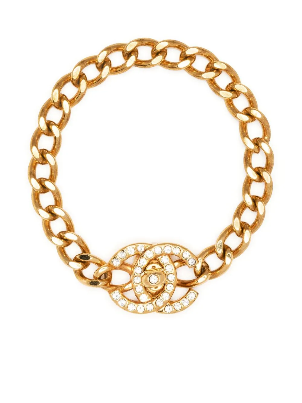 

Chanel Pre-Owned pulsera de cadena con cierre giratorio CC 1996 - Dorado