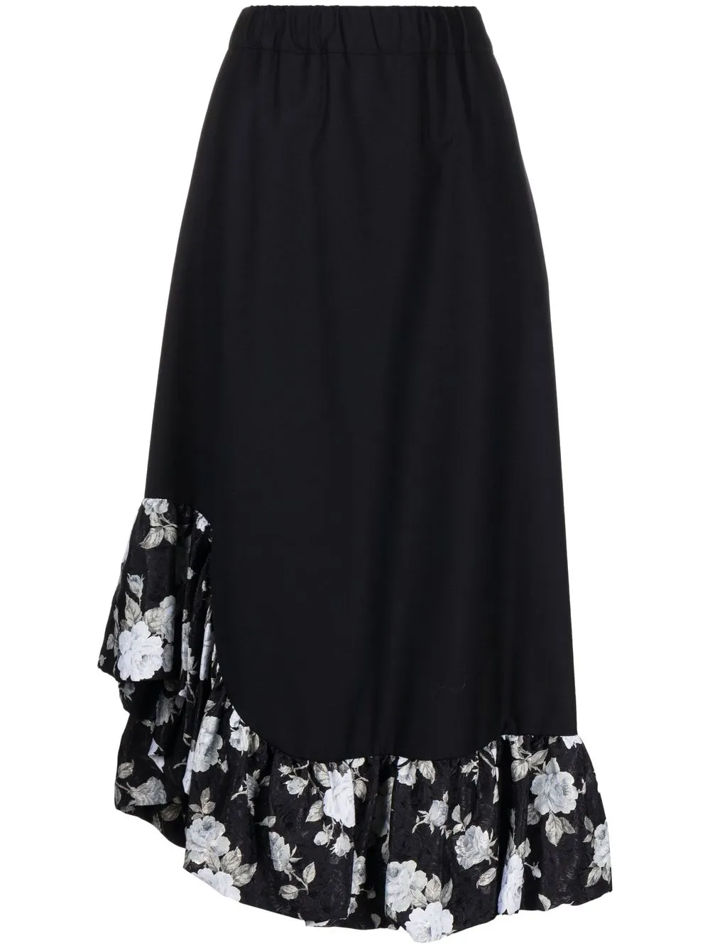 

Comme Des Garçons Noir Kei Ninomiya floral-hem asymmetric skirt - Black