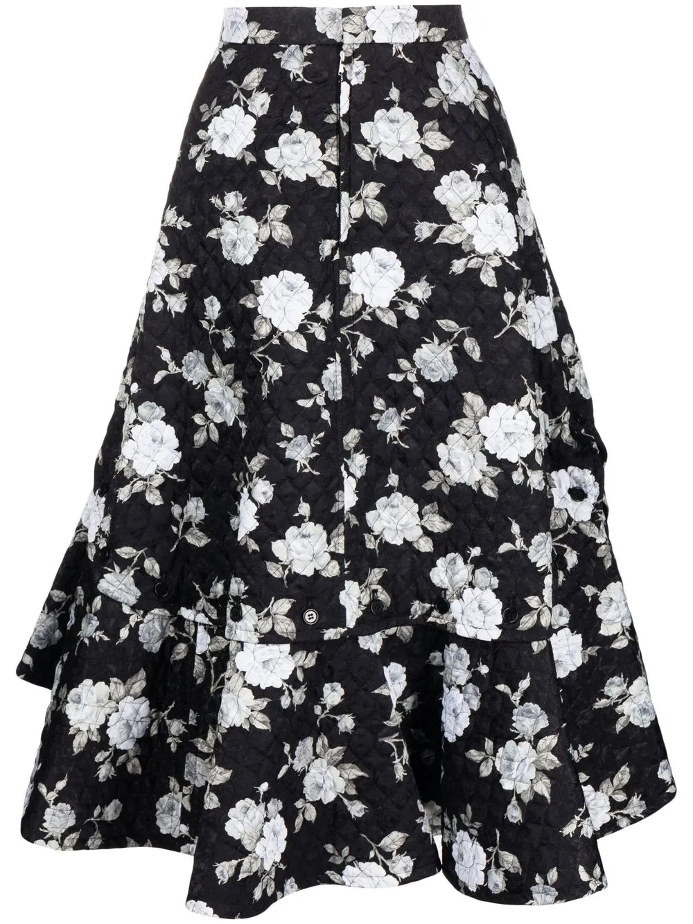 

Comme Des Garçons Noir Kei Ninomiya quilted floral-print midi skirt - Black