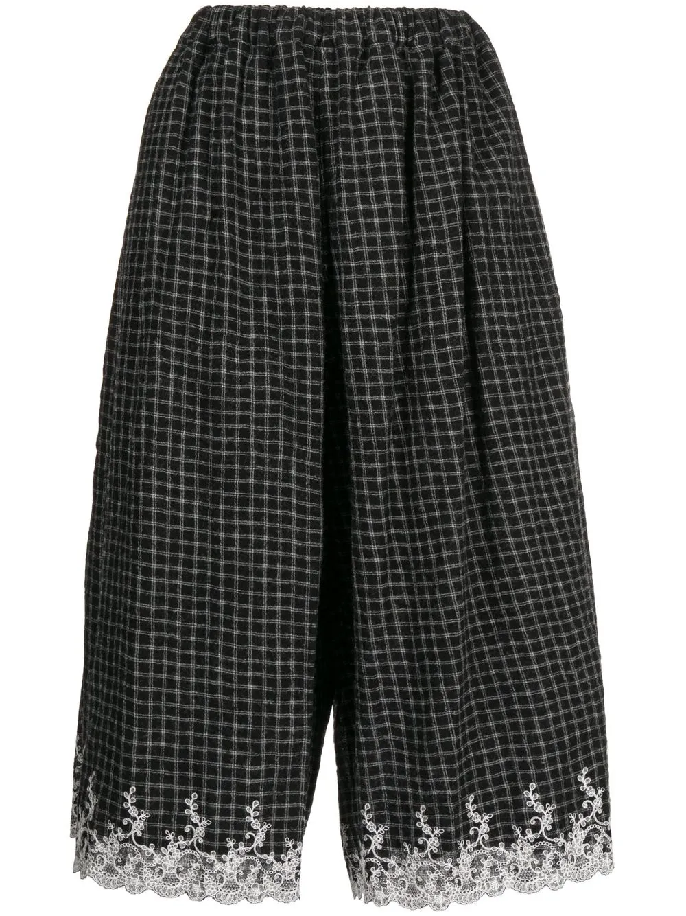 

Comme des Garçons TAO check lace-trim cropped-trousers - Black